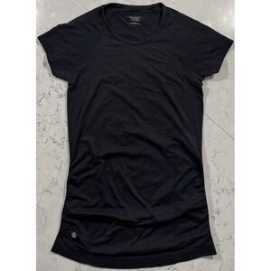 Athleta Speedlight Seamless Tee Womens XS Black Short Sleeve Ruched Yoga Gym Top